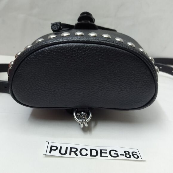 Coach Black Pebbled Leather Studded Drawstring Crossbody Backpack Bag - NWT $450 - Picture 8 of 16